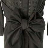 Elie Tahari Women’s Navy Blue Lace-Detail Dress With Bow-Tie Waist