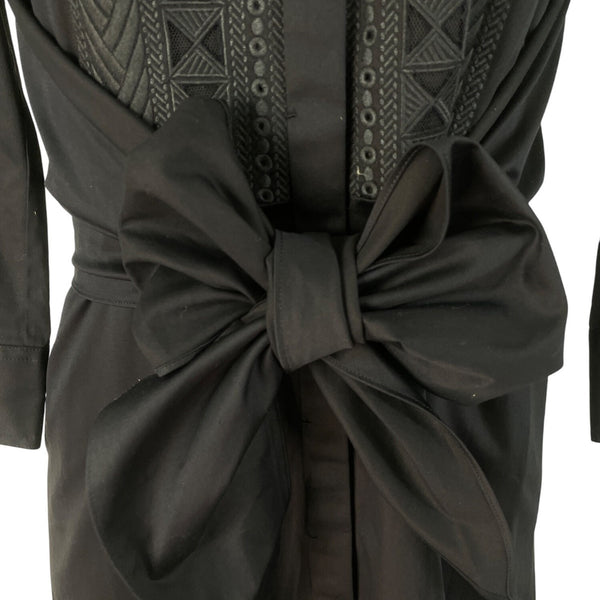 Elie Tahari Women’s Navy Blue Lace-Detail Dress With Bow-Tie Waist