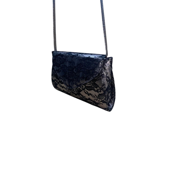 Neiman Marcus Women’s Dark Silver With Silver-Tone Strap  Envelope Clutch