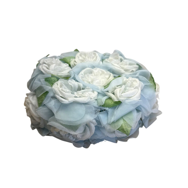 Vintage Blue & White Floral Hat With Mesh