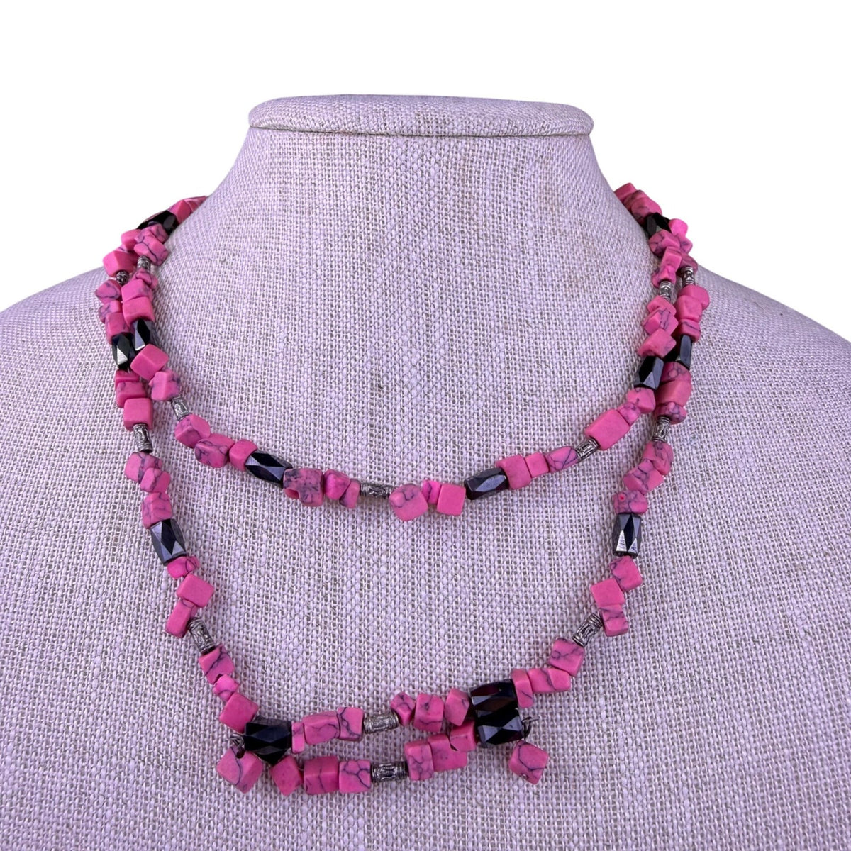 Pink Multistone Womens Convertible Necklace/Bracelet Magnetic Clasp  Handmade