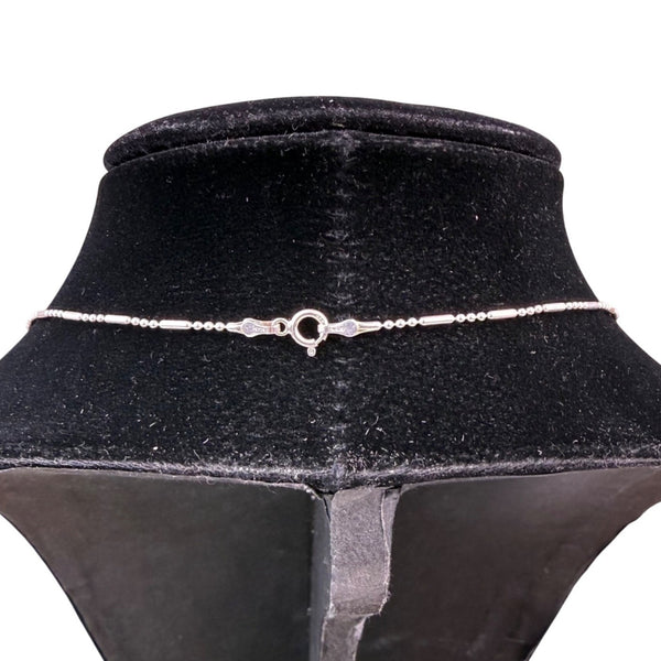 Sterling Silver Womens Delicate Beaded Necklace Lightweight Elegant 925