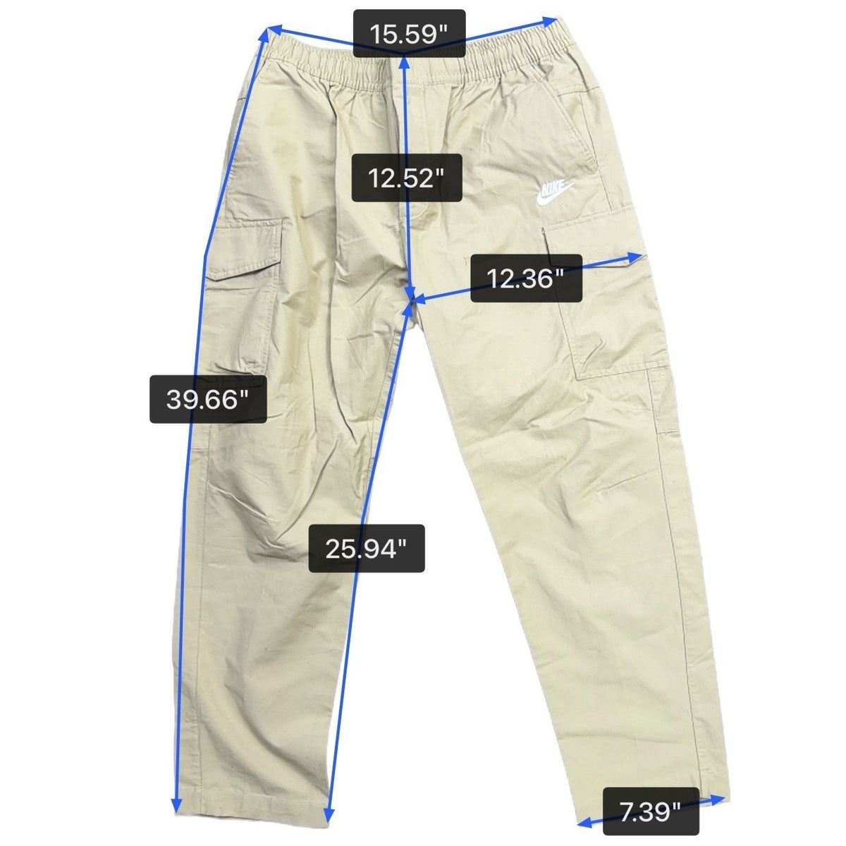 Nike Mens Beige Cargo Pants Lightweight Relaxed Fit Elastic Waist Durable Sz XL