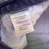 Mica Womens Blue Denim Frayed Hem Flared Jeans Comfortable Stretch Size 31