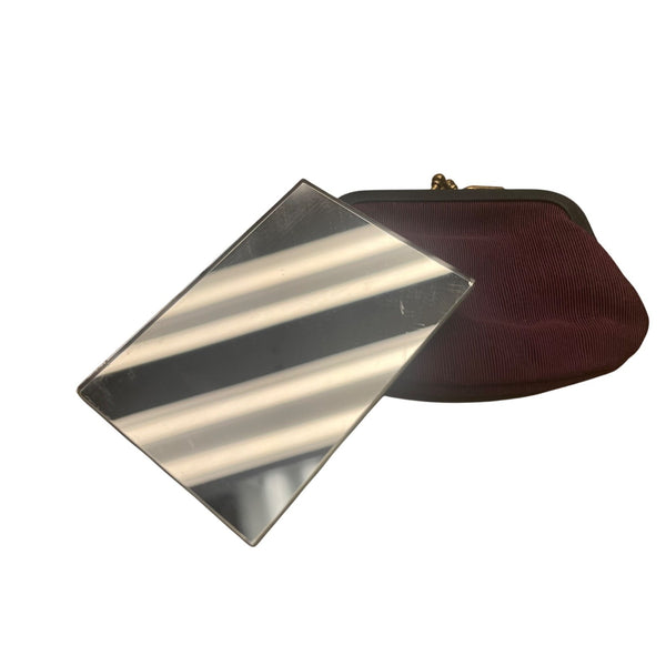 Vintage Women’s Green & Purple Floral Brocade Metal Bamboo Clasp Clutch Bag