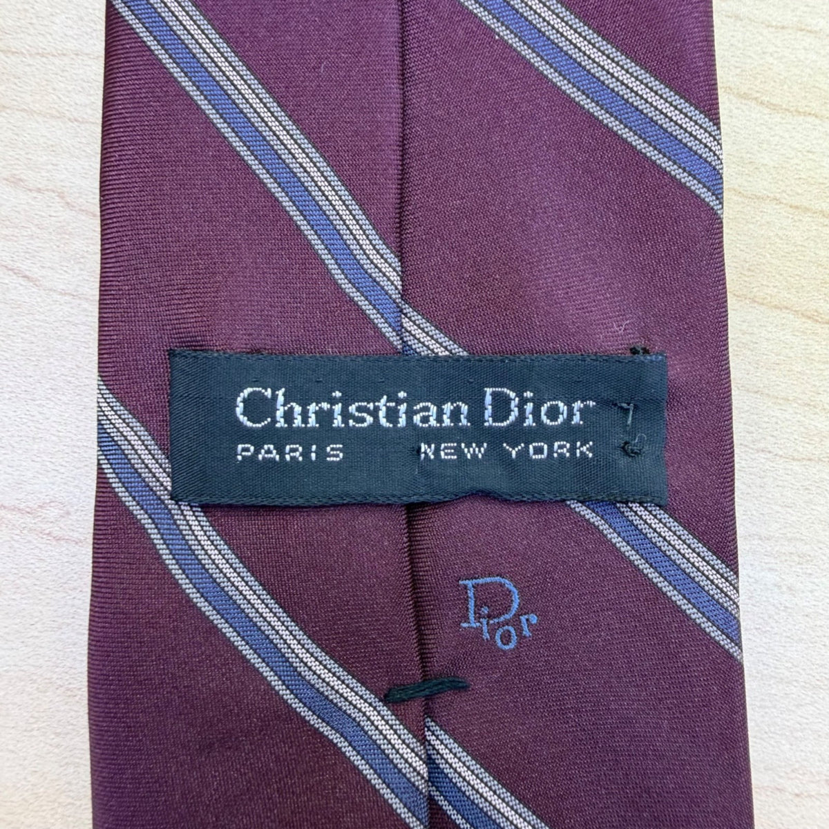 Christian D Mens Burgundy/Blue Striped Neck Tie One Size