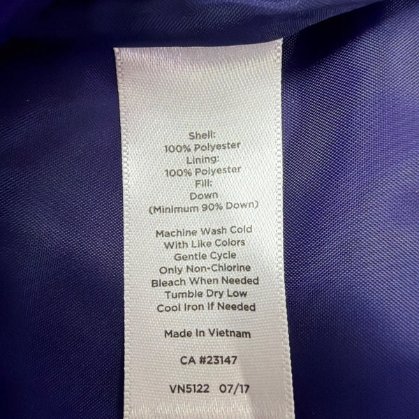 Talbots Womens Purple Puffer Vest Lightweight With Ruffle Zip Front Size L