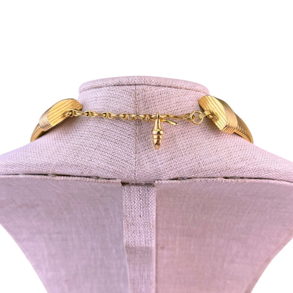 Vintage Gold Tone Flexible Omega Collar Necklace With Fold-Over Clasp