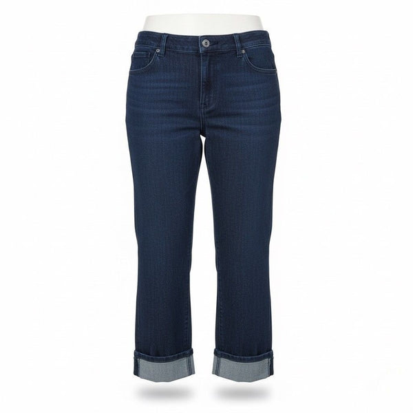 Gloria Vanderbilt Womens Dark Wash Denim Amanda Cuffed Capri Jeans Size 16S