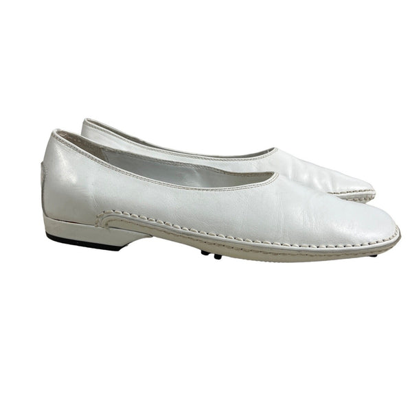 Grupo Italiano Women's White Leather Stitching Sole Flat Slippers Sz 7