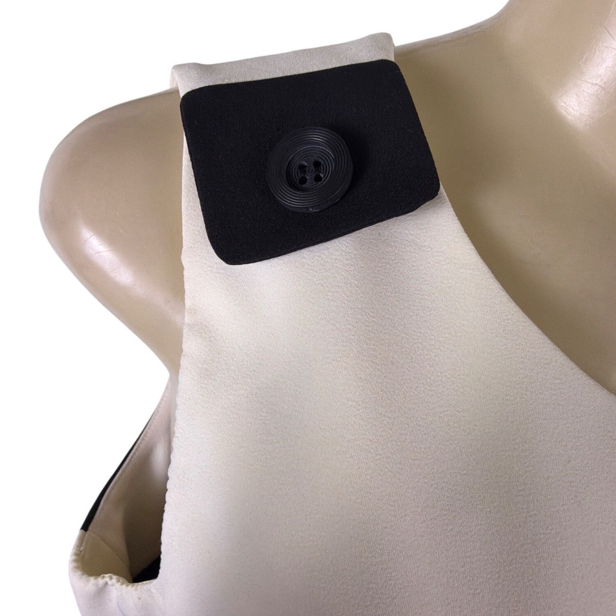 Dressbarn Womens Black & White Sleeveless Button-Shoulder Top Size 14