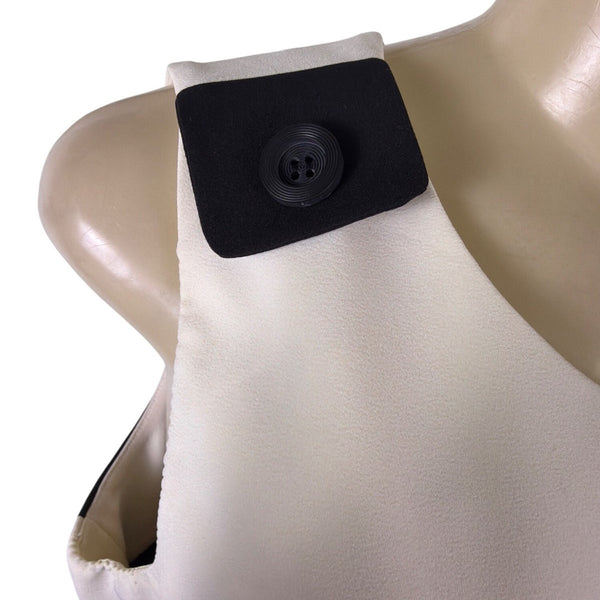 Dressbarn Womens Black & White Sleeveless Button-Shoulder Top Size 14
