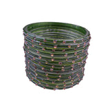 Green Gold Tone Metal Bangles With Rhinestones Bollywood Bridal Jewelry Set