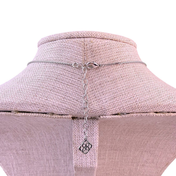 Kendra Scott Womens Silver Tone Drusy Pendant Necklace Adjustable Length Chain