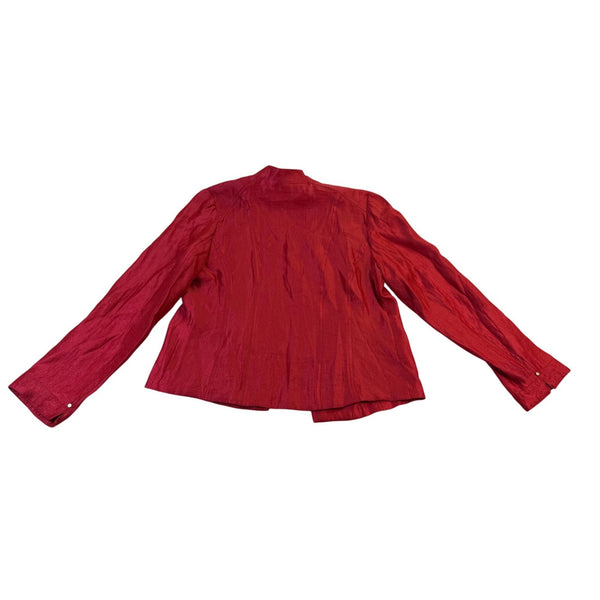 Chicos Womens Red Open-Front Long-Sleeve Jacket Stylish & Lightweight  Size 1