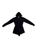 Nia Womens Black Hooded Romper With Elastic Waist & Long Sleeves Size S