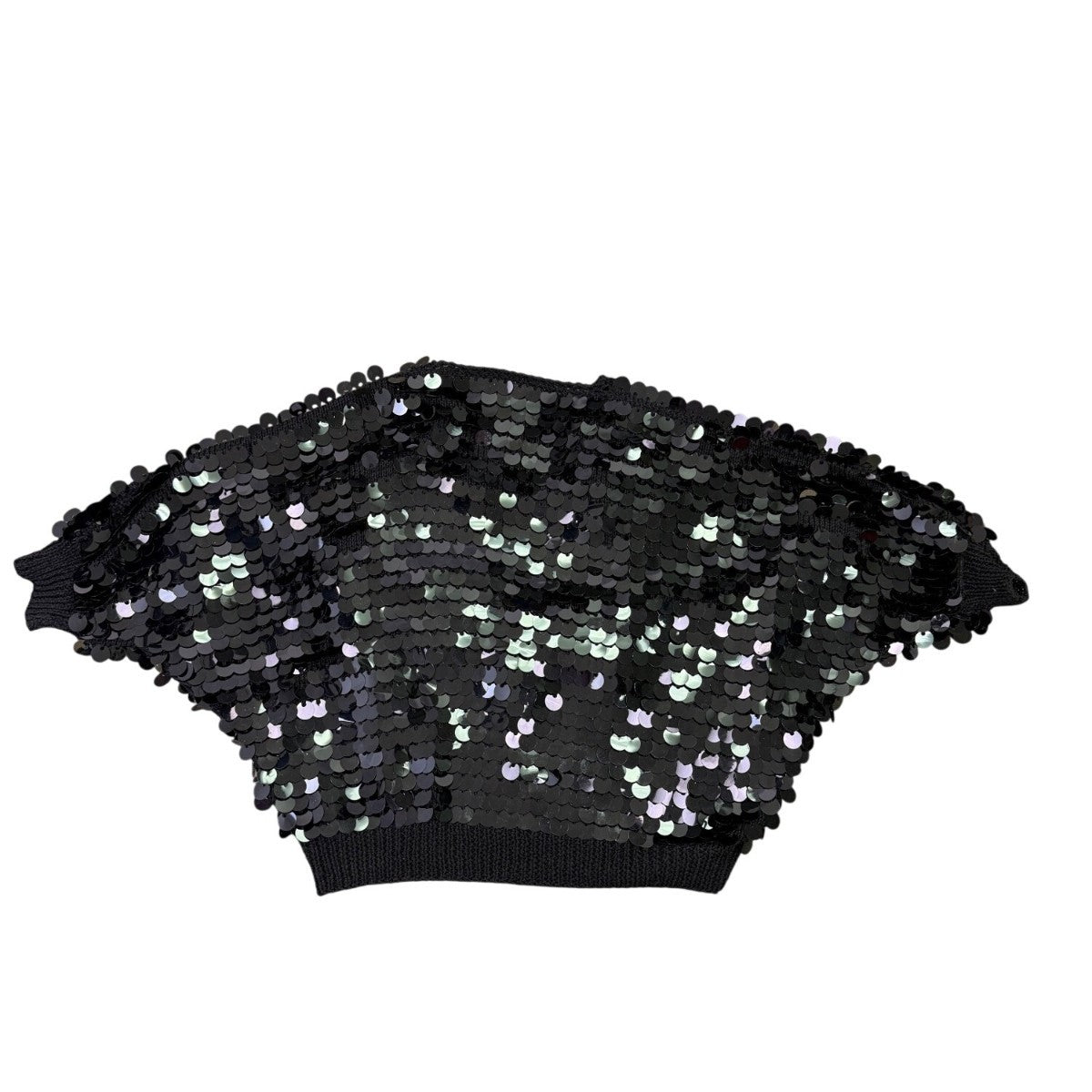 Black Sequin Women’s Cropped Batwing Sweater Top One Size Adjustable Fit