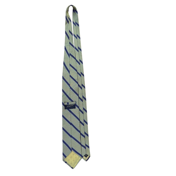 Dion Mens Blue & Orange Striped 100% Silk Tie Classic Design