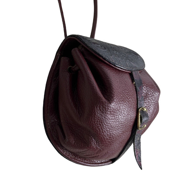 Vintage Abc Bag’s Women's Red Burgundy Leather Strapped Crossbody Purse Sz S