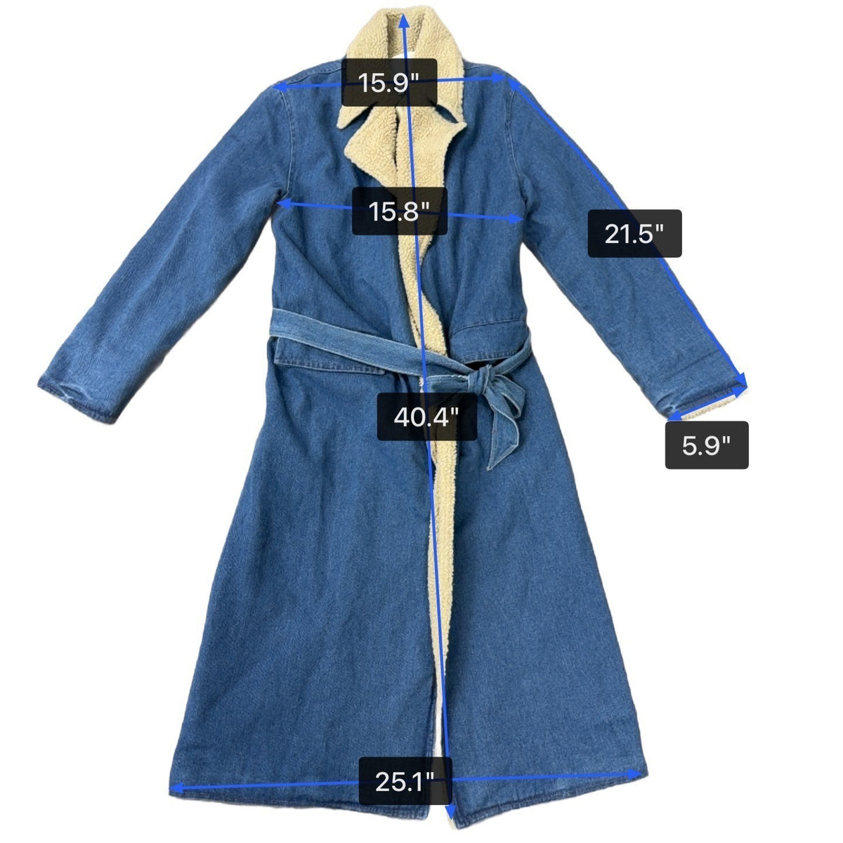 Fashion Nova Womens Blue Denim Sherp Coat  Casual Cozy Mid-Length Sz XS - New