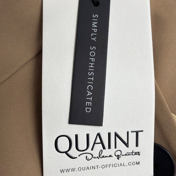 Quaint Womens Tan 3/4 Sleeve A-Line Coat Dress Stylish Essential Size 36