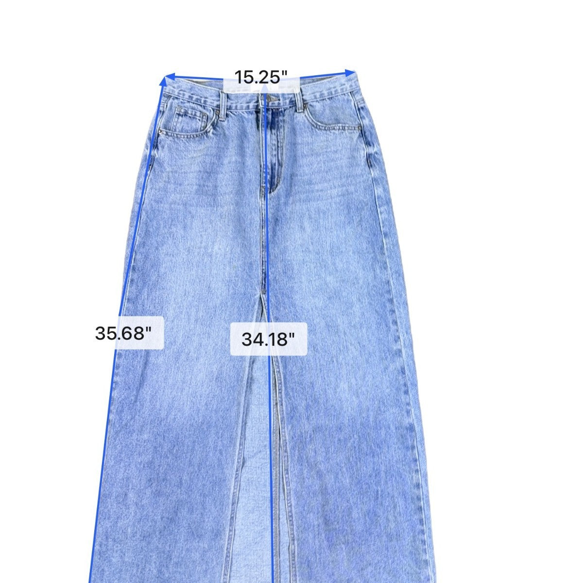 By Together Womens Light Blue Cotton Denim Maxi Skirt With Front Slit Size L
