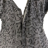 Handmade Black / Multicolor Beaded Embroidered Dress Keyhole Back Fully Lined