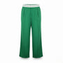 WAYF Womens Green Polyester Wide-Leg Pants Comfortable Elastic Waistband Size L