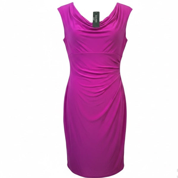 Lauren Ralph Lauren Womens Pink Cap Sleeve Drape Neckline Dress Size 14