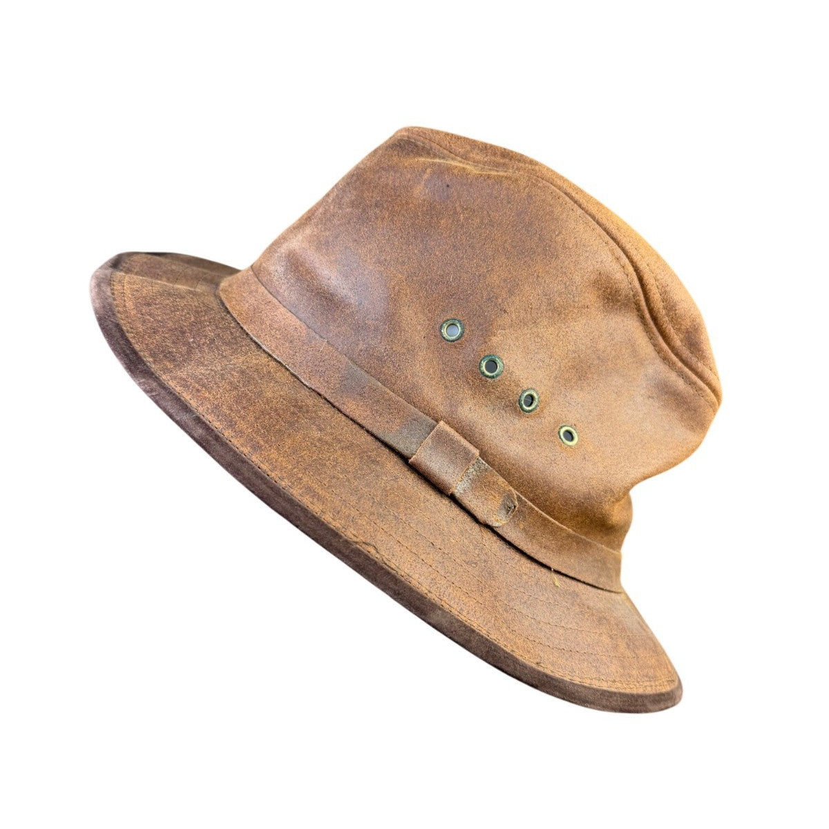 L.L.Bean Mens Brown Leather Safari-Style Hat Durable Outdoor Sun Hat