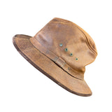L.L.Bean Mens Brown Leather Safari-Style Hat Durable Outdoor Sun Hat