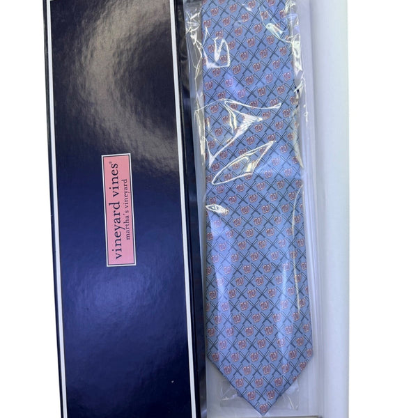 Vineyard Vines Mens Blue 100% Silk Washington Nationals Logo Patterned Tie