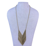 Long Gold Tone Chevron Necklace Womens Metallic Tubes Adjustable Chain