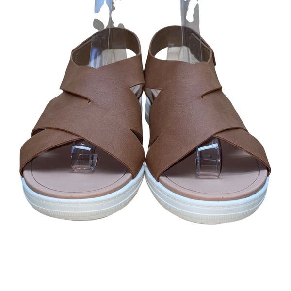 Dr. Scholls Women’s Brown Crisscross Strap Time Off Sea Sandals Size 8.5M