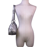 Kathy Women’s Silver Faux Snakeskin With Gemstone Embellishments Shoulder Bag