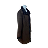 Gallery Womens Brown Faux Suede & Fur Coat Warm Outerwear Size S