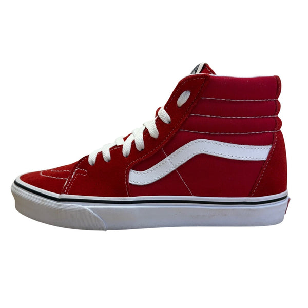 Vans Red Suede & Canvas High-Top Padded Collar Sk8-Hi Sneakers Size W9/M7.5