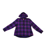 L.L.Bean Womens Purple & Red Plaid Relaxed Fit Zip-Up Hooded Jacket Size XL