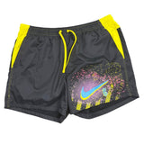 Nike Mens Black/Yellow Graphic Athletic Shorts  Fitness Mid-Thigh Design Sz XXL