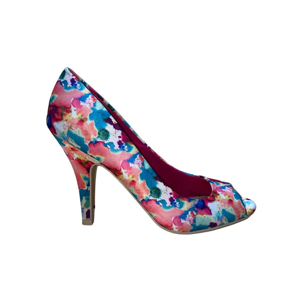 Christian Siriano Women’s Pink Watercolor Ink Blot Heels Sz 6.5