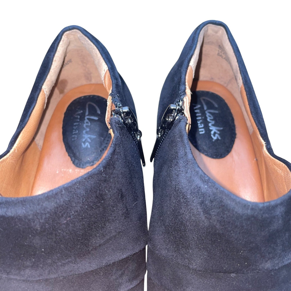 Clarks Women’s Black Leather Upper Suede Ankle Booties Size 8.5M