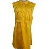 Derek Lam 10 Crosby Yellow Sleeveless Button-Down Shirt Dress Size 14