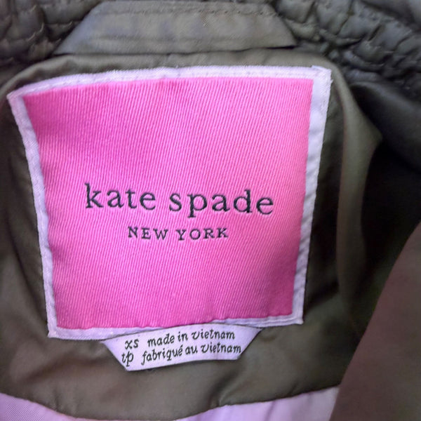 Kate Spade Girls Green Quilted Button-Up Coat With Belt Size Size XS