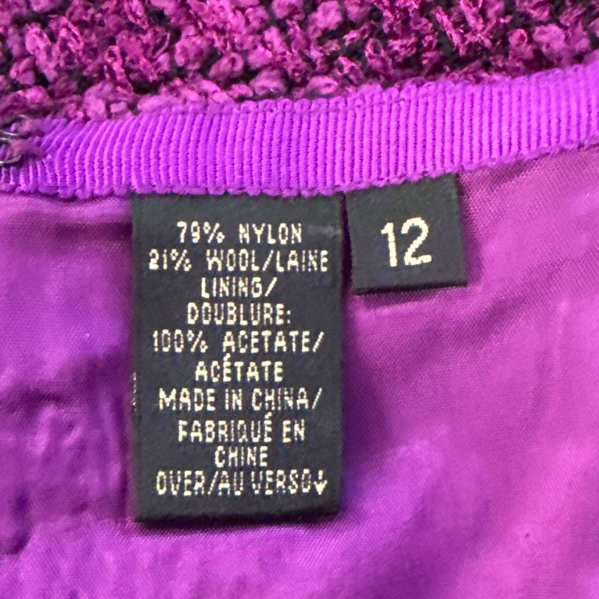 Dana Buchman Womens Purple Boucle Skirt Suit Set Size 10/12