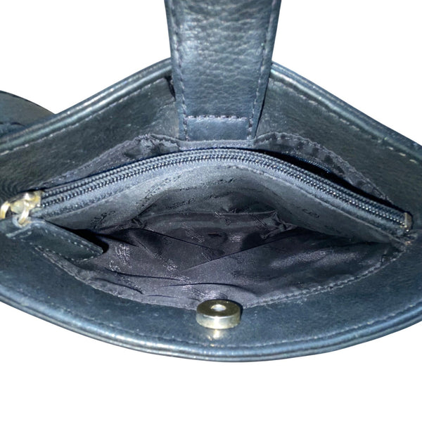 Fossil Women’s Black Leather Adjustable Strap Front Pocket Crossbody Bag