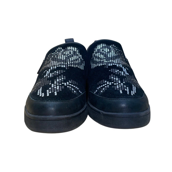 Donald J. Pliner Women's Black Suede With Silver Accents Slip-On Shoes Size 6.5M