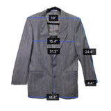 Saint Laurent Mens Gray Wool Pinstripe Blazer & Pants Suit Classic Fit