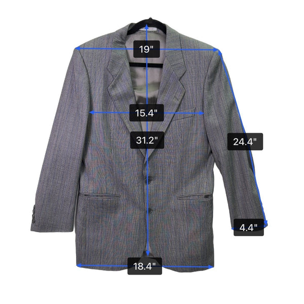 Saint Laurent Mens Gray Wool Pinstripe Blazer & Pants Suit Classic Fit