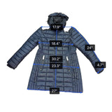 Guess Womens Navy Puffer Coat Faux Fur Hood Quilted Design Knee-Length Sz L