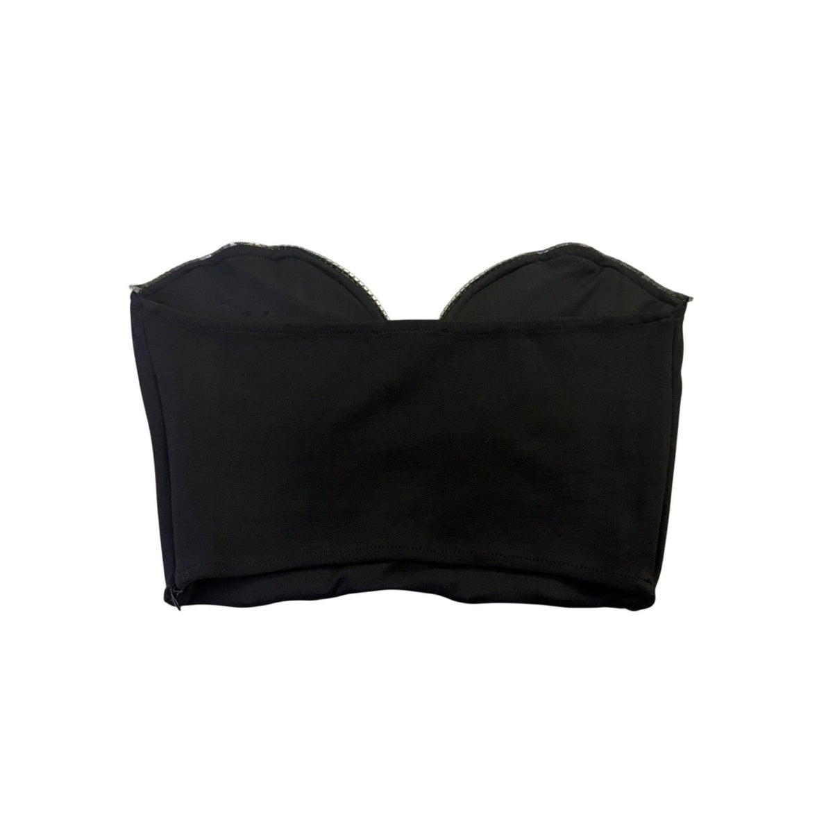 Zara Womens Black Strapless Bustier Top With Rhinestone Trim Sz M 